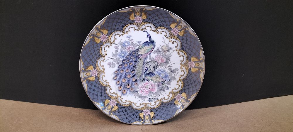 Lot 343: A Japanese Style Decorative Porcelain Peacock Plate