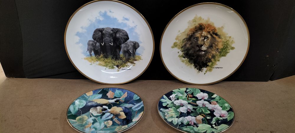 Lot 344: A Set of 4 Wedgwood Bone China David Shepherd and Emma Faull Wildlife Plates
