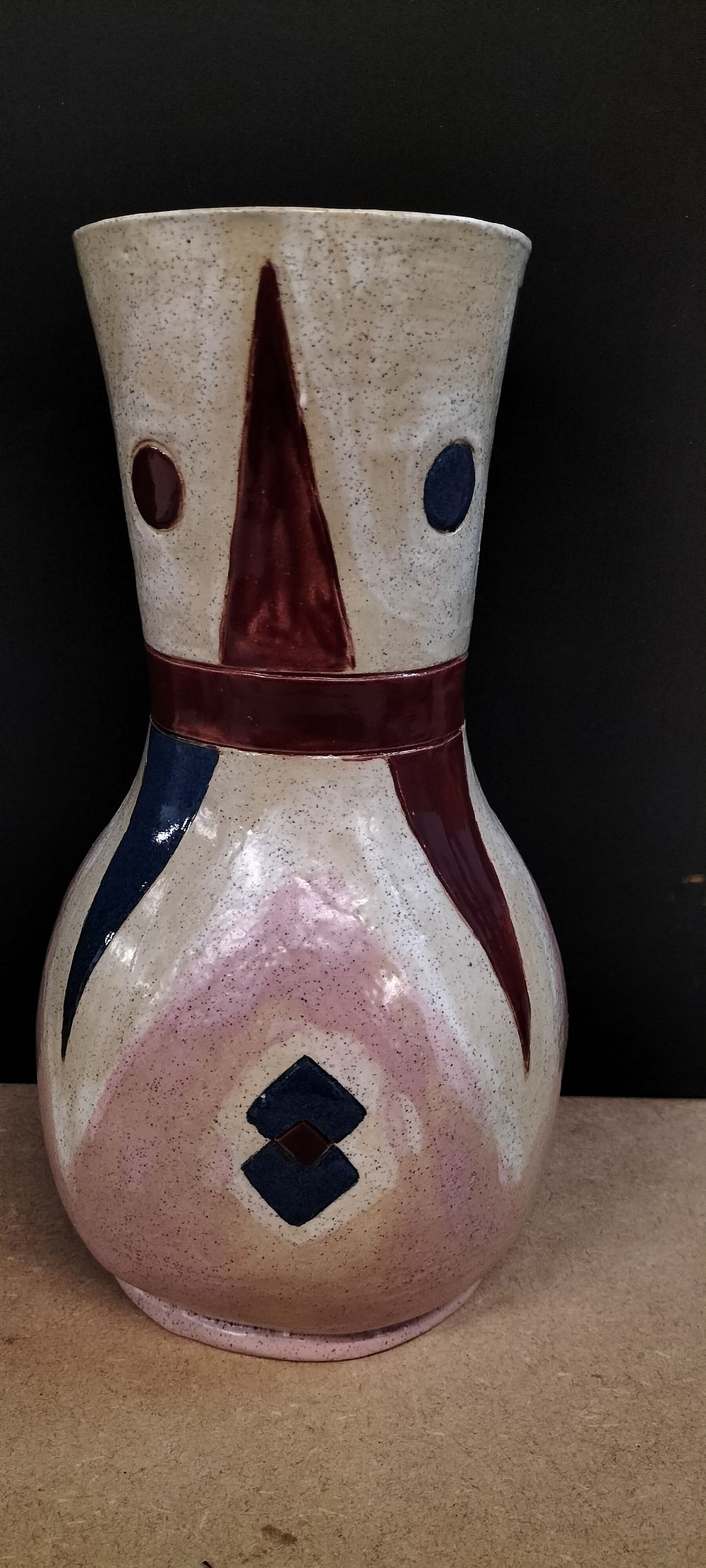 Lot 345: K Chamberlain Hand Painted Speckled Ceramic Vase, 1982