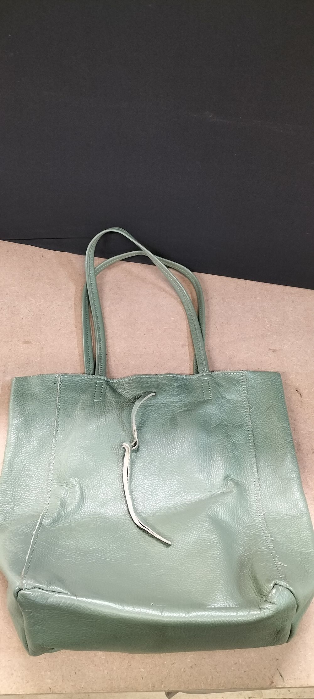 Lot 354: A Green Pebbled  Italian Leather Tote Bag with Borse in Pelle Marking.