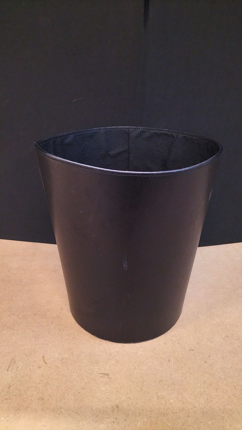 Lot 24: Black Faux Leather Tapered Wastepaper Bin