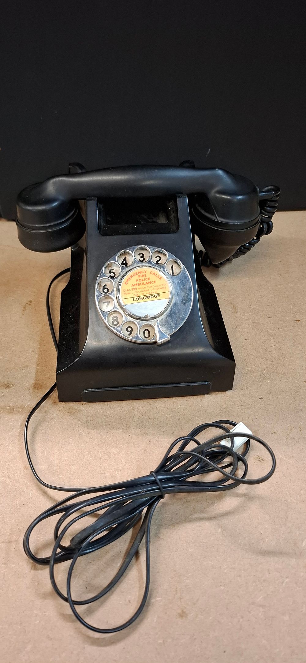 Lot 68: Black Bakelite Rotary Dial Telephone with Type 164 Handset