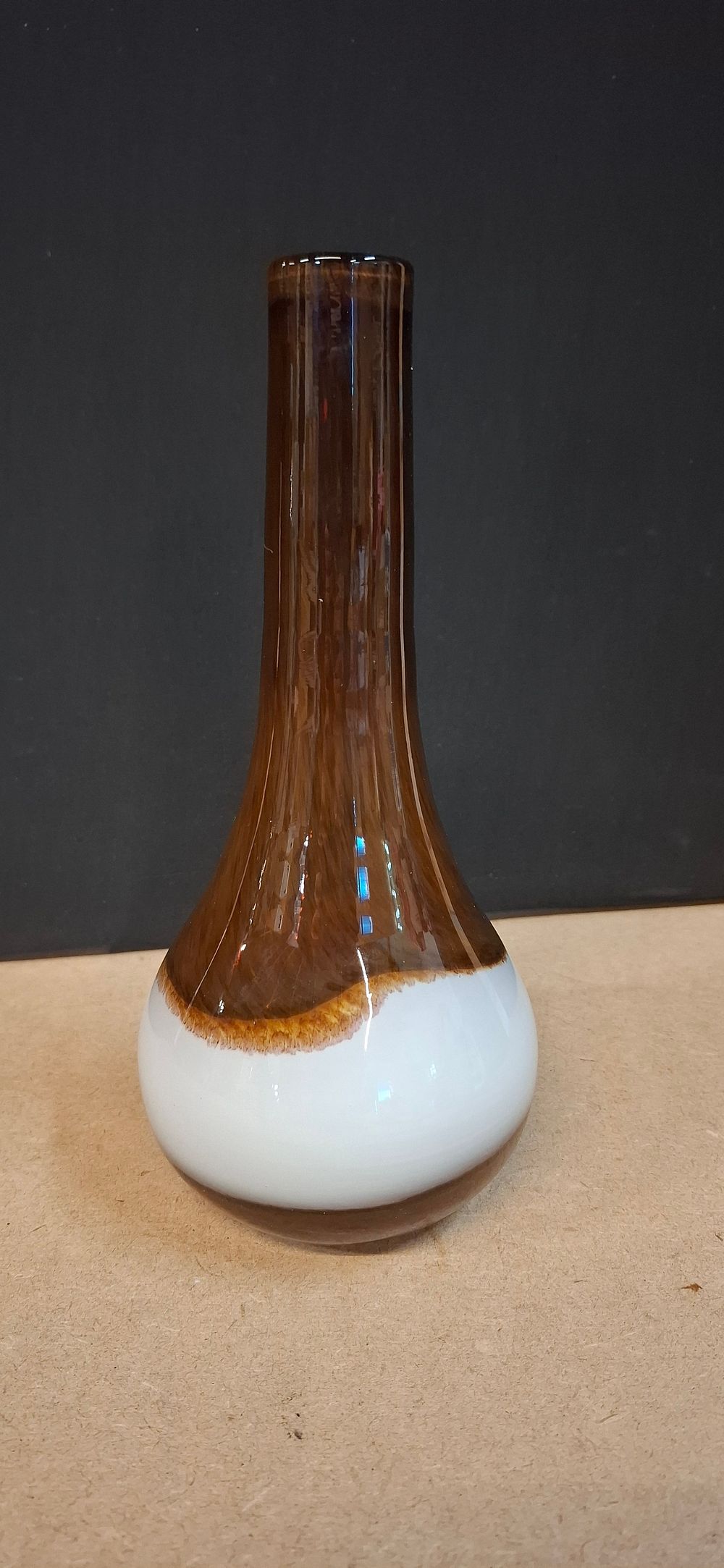 Lot 81: Cased Art Glass Bud Vase with Pulled Wood Grain Effect