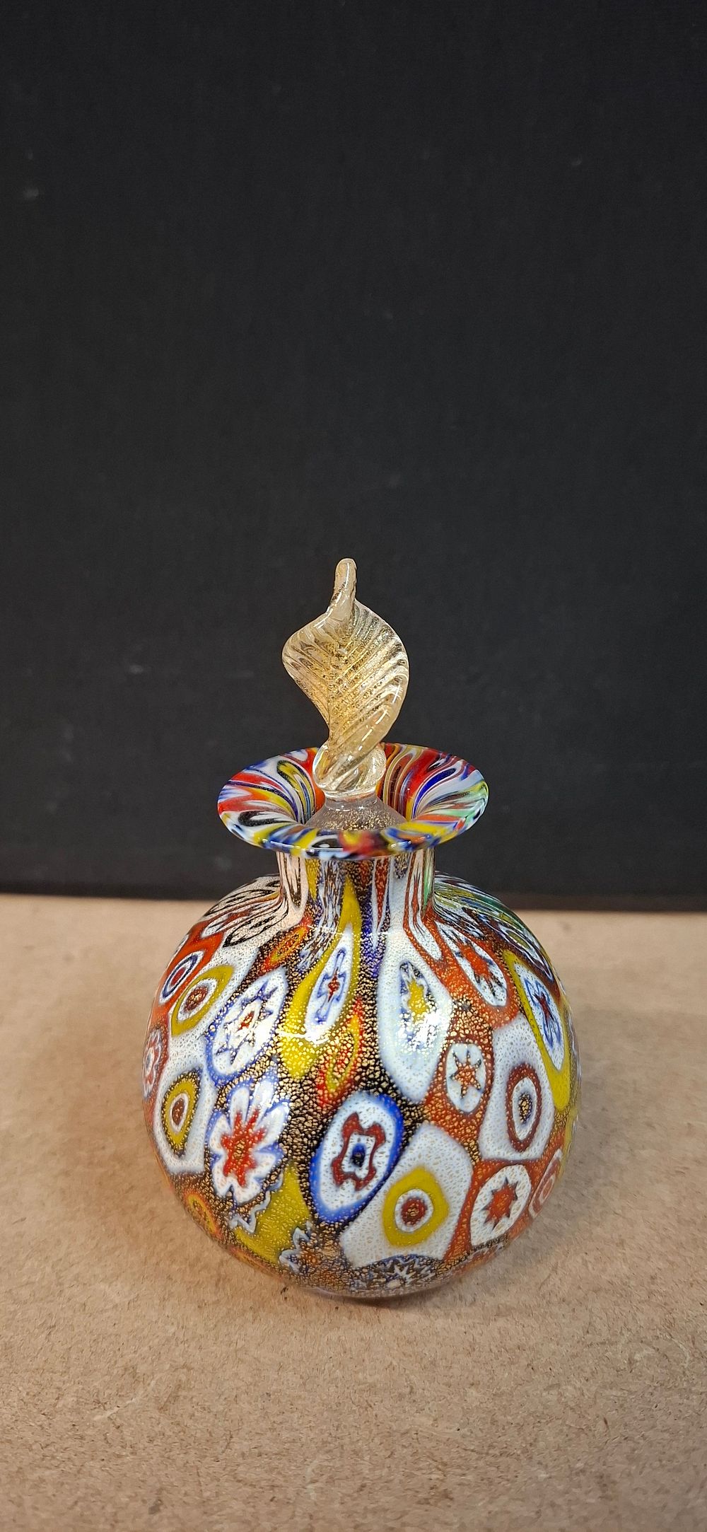 Lot 83: Murano Style Millefiori and Aventurina Glass Perfume Bottle
