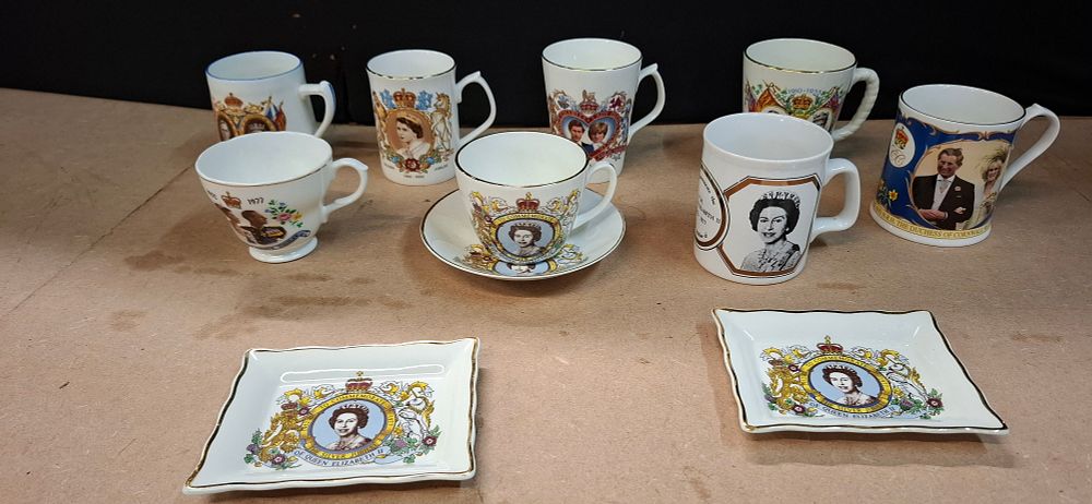 Lot 98: An Assortment of Commemorative Royal Ceramic Mugs and Dishes