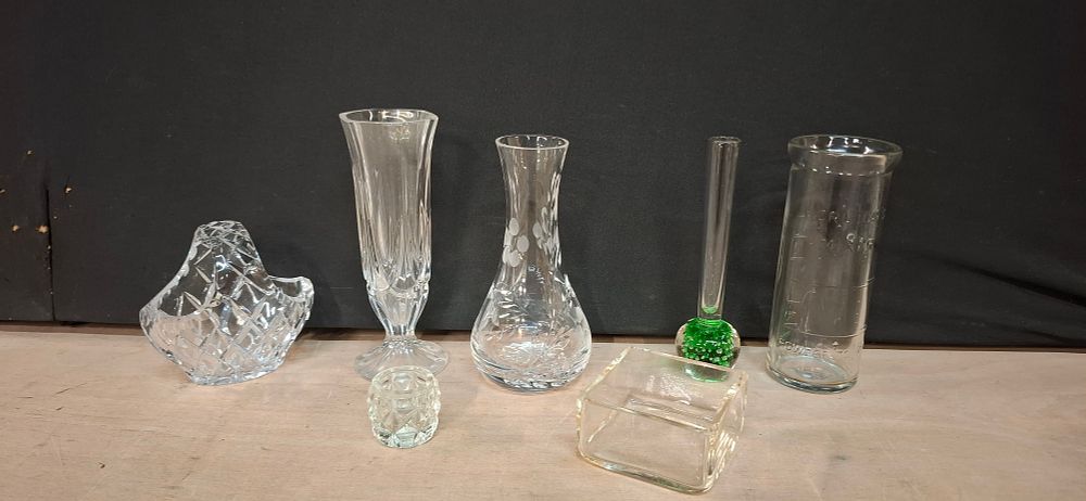 Lot 114: An Assortment of Glass and Lead Crystal Decorative Items including Horlick's Mixer