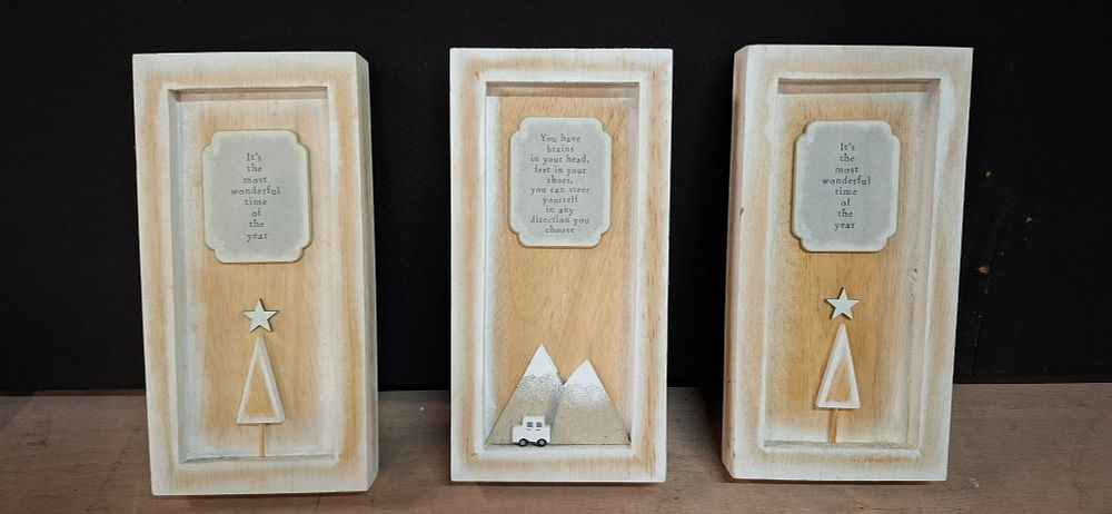 Lot 132: 3 Contemporary Rustic Style Wooden Shadow Boxes