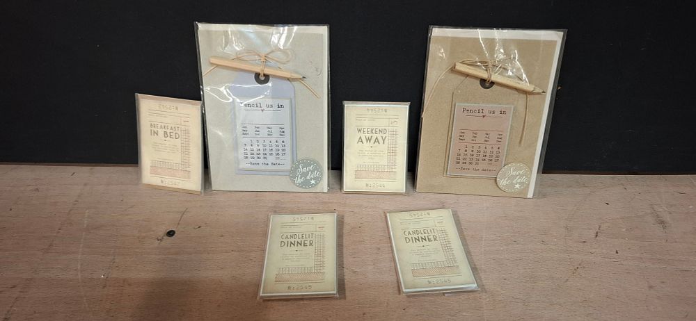 Lot 135: A Collection of 6 Printed Paper Romantic Novelty Cards and Gift Vouchers