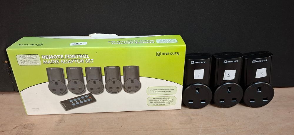 Lot 147: 3 Mercury Power Saving Remote Control Mains Socket Adaptors, 350.115UK