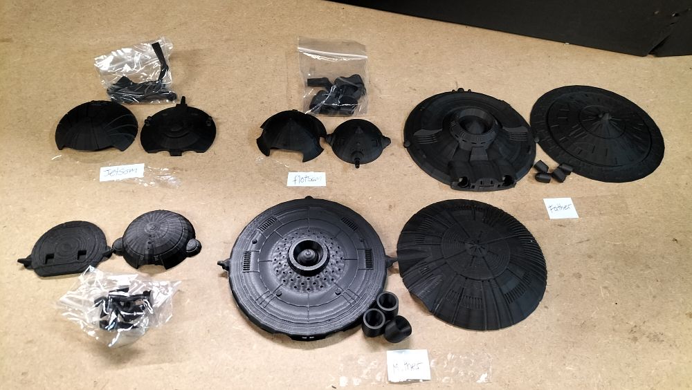 Lot 326: An Assortment of Black 3D Printed Plastic Science Fiction Spacecraft Model Components