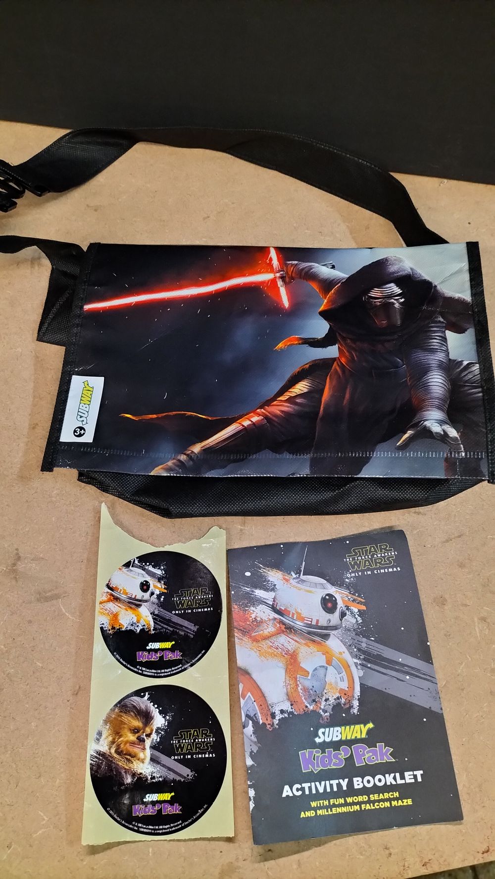 Lot 345: A Collection of Star Wars The Force Awakens Subway Kids' Pak Promotional Items