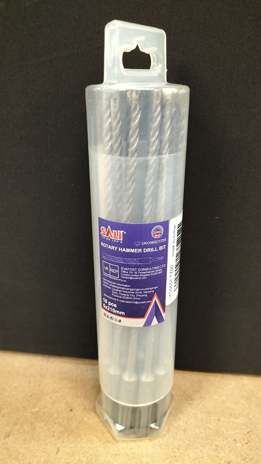 Lot 377: A Set of 10 SALI Steel SDS Plus Rotary Hammer Drill Bits, 5x210mm