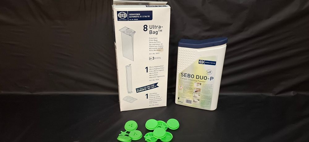 Lot 163: A Sebo Servicebox Automatic X1.1 / X4 / X5 and Sebo Duo-P Carpet Cleaning Powder