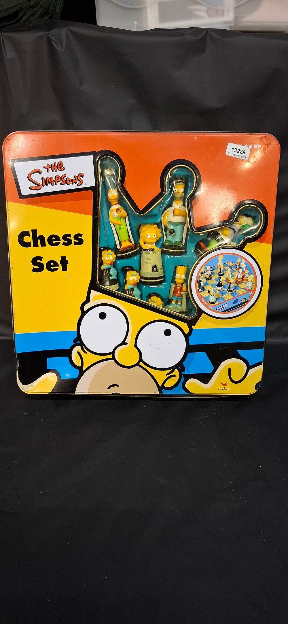 Lot 196: The Simpsons Chess Set in Lithographed Cardinal Metal Tin
