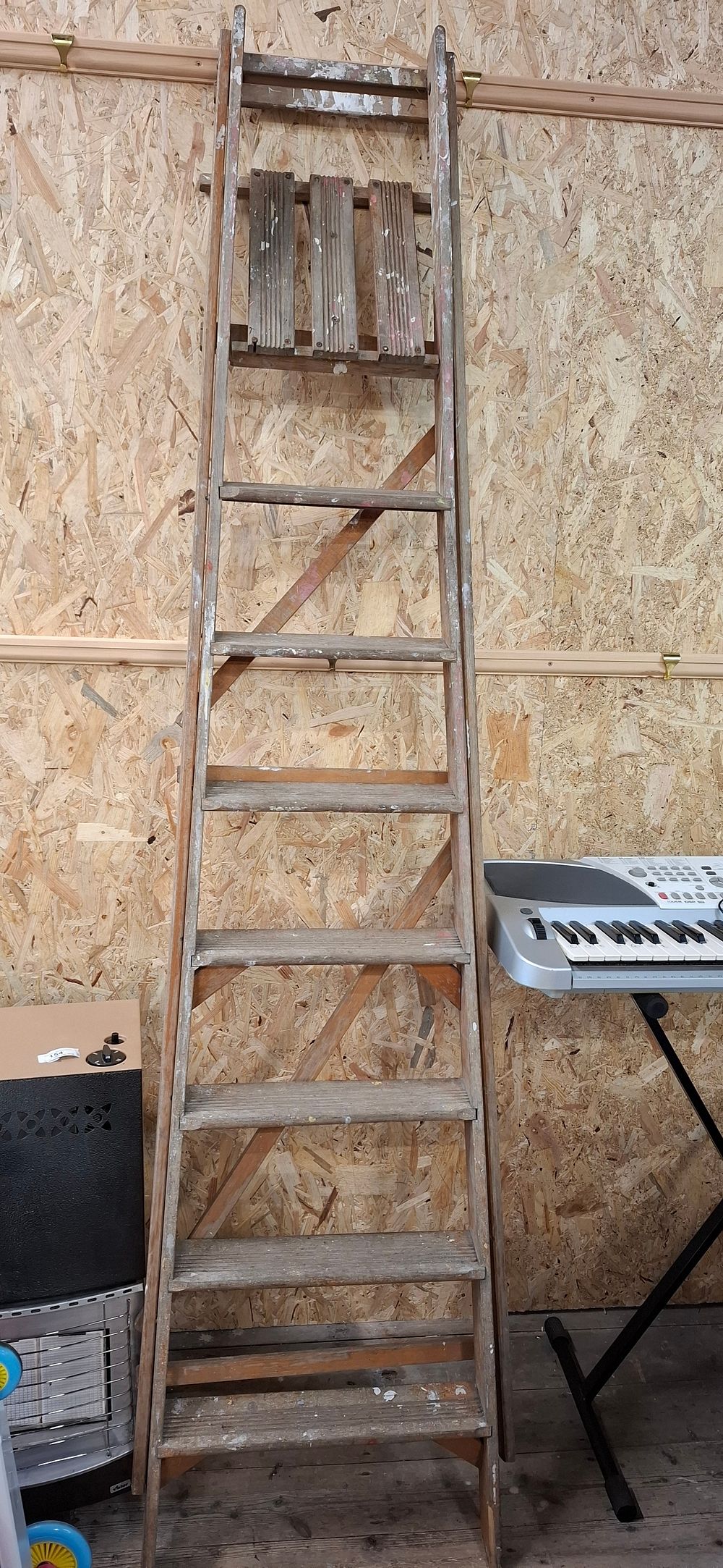 Lot 223: A Vintage Folding Wooden Trestle Ladder
