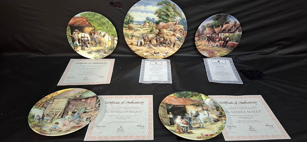 Lot 246: A Collection of 5 Royal Doulton and Wedgwood English Fine Bone China Limited Edition Plates