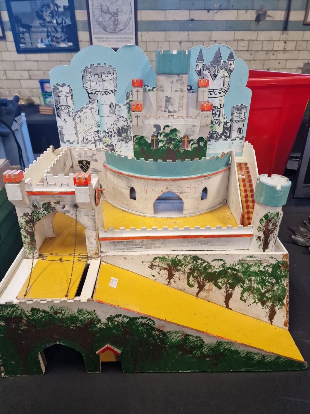 Lot 233: Vintage wooden children handmade castle