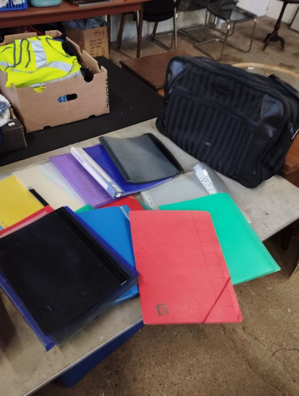 Lot 252: Canvas and Leather Bag with Stationary Folders