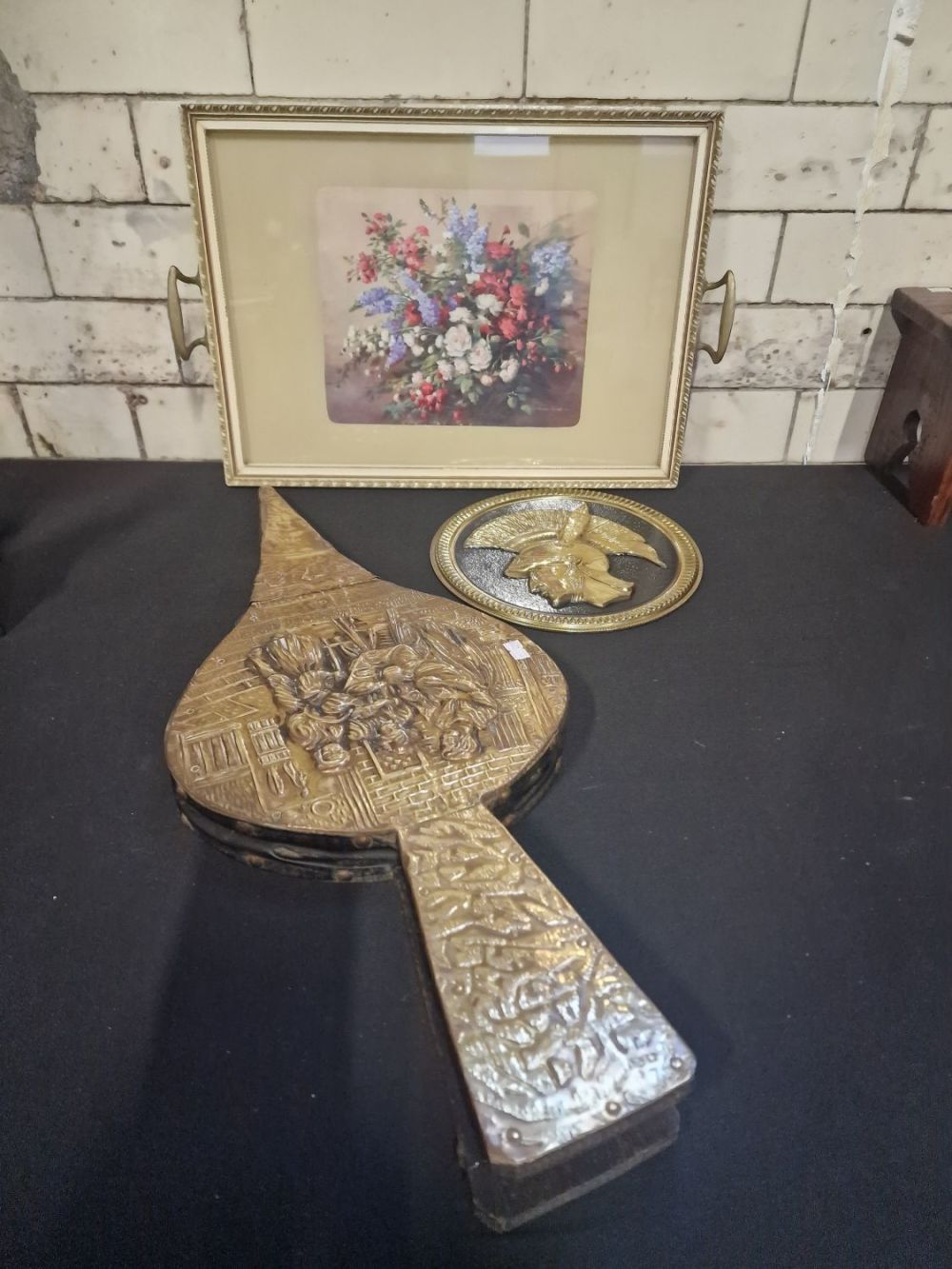 Lot 290: Vintage wood and brass Bellows, vintahe wood and...