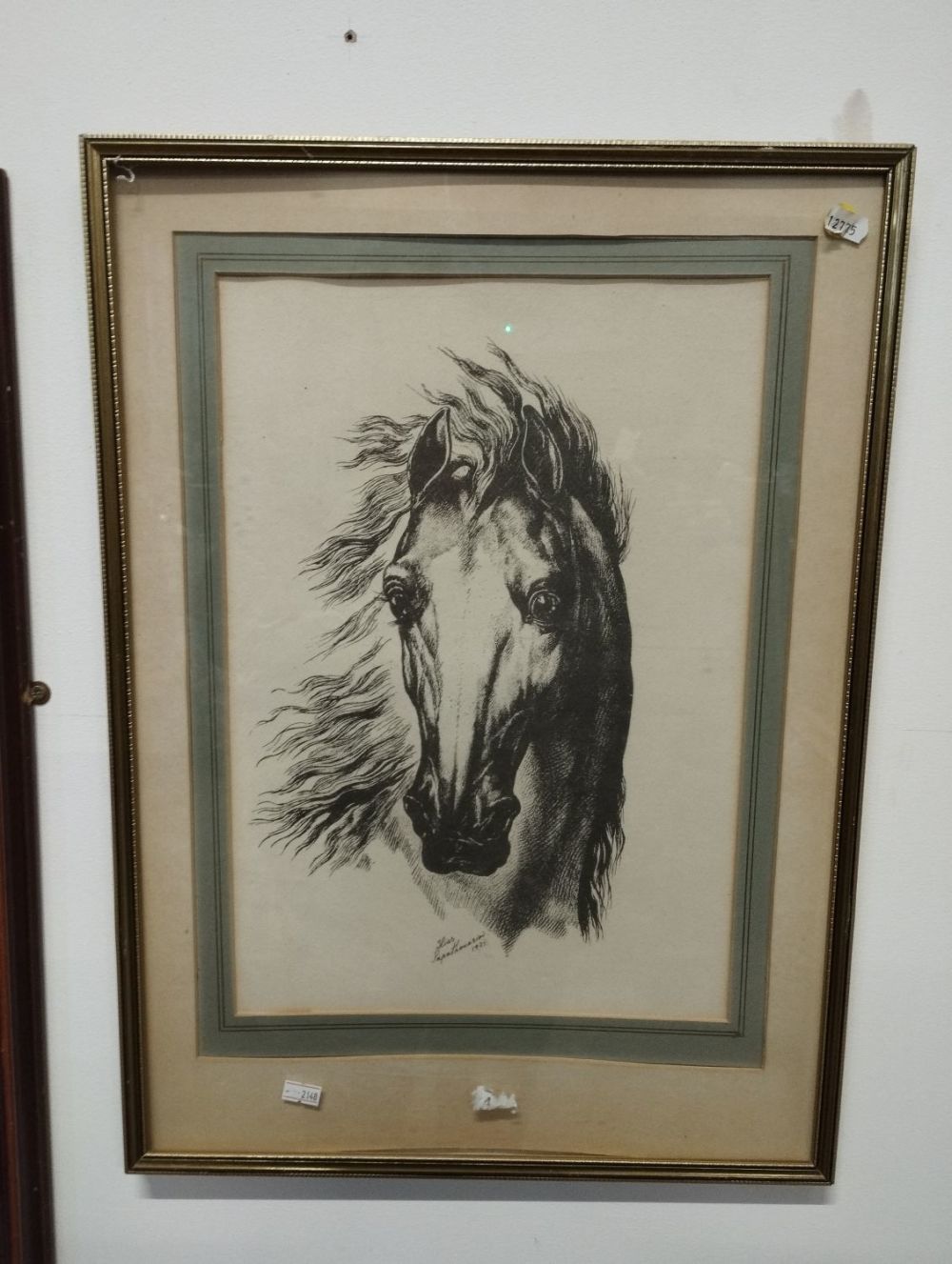 Lot 293: Vintage Framed Print of a Horse Approx. 40x56cm
