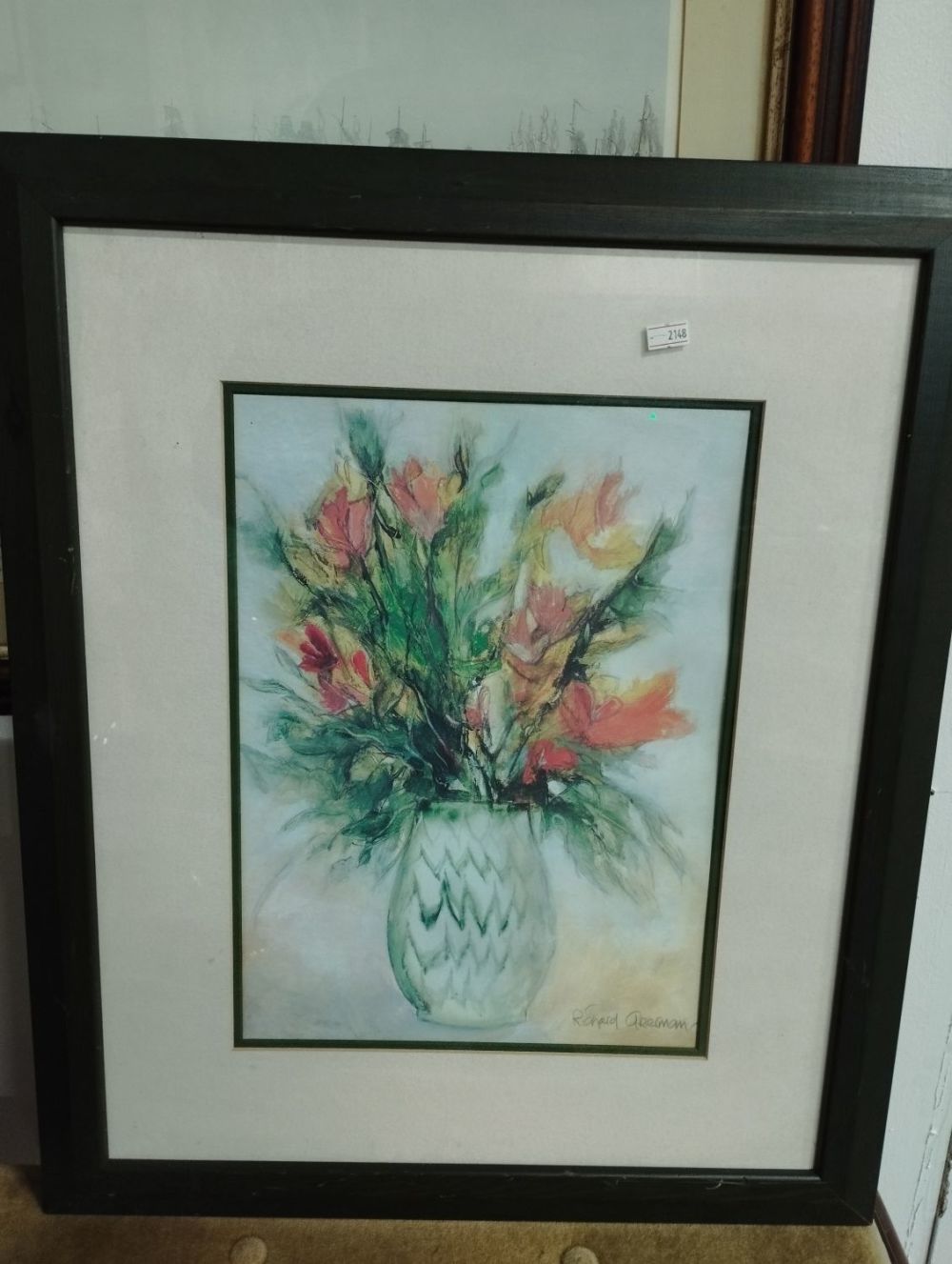 Lot 298: Vintage Framed Print of Vase of Flowers by...