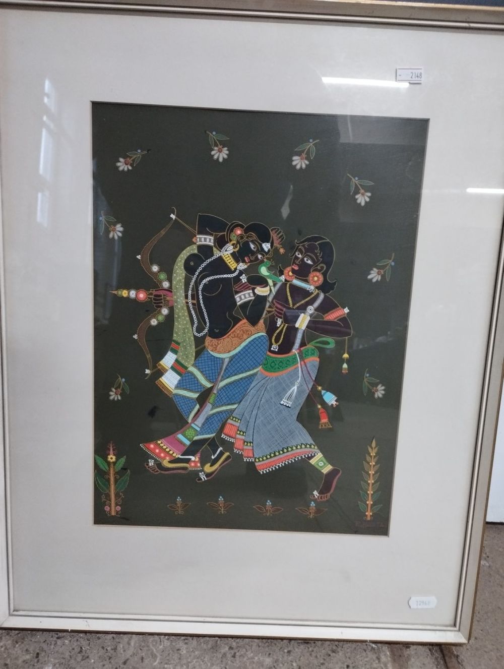 Lot 336: Vintage Lithograph Framed Print of Hindu Ladies by...