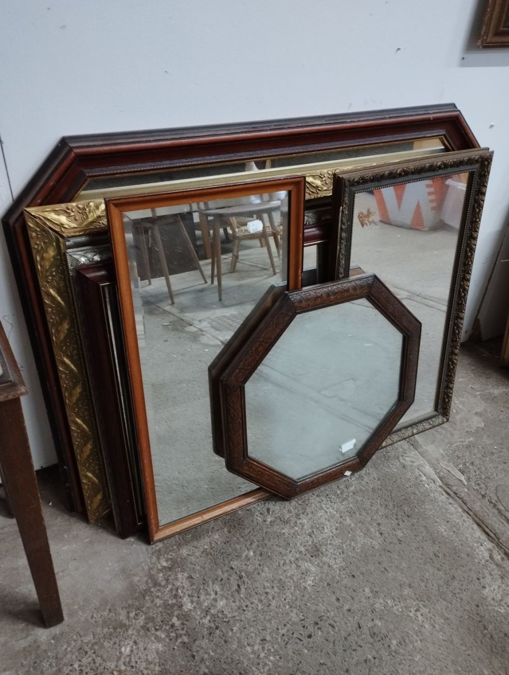 Lot 355: Selection of Vintage Framed Art Deco Mirrors. 7...
