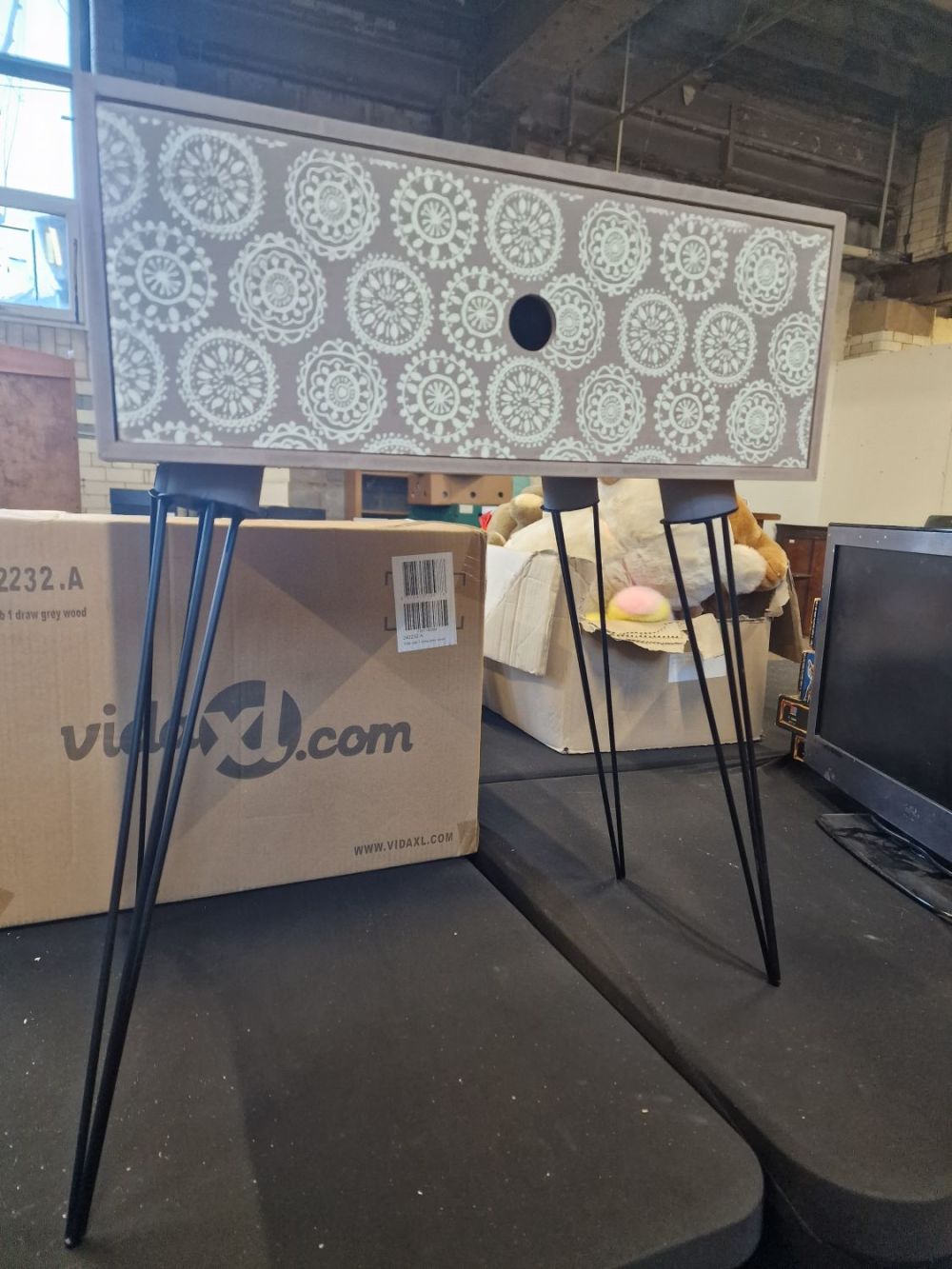 Lot 169: Two brand new side tables with drawer in...