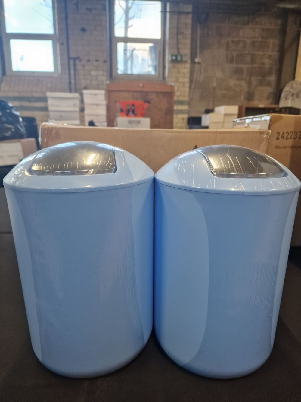 Lot 170: 6 brand new Tesco plastic bins in Blue