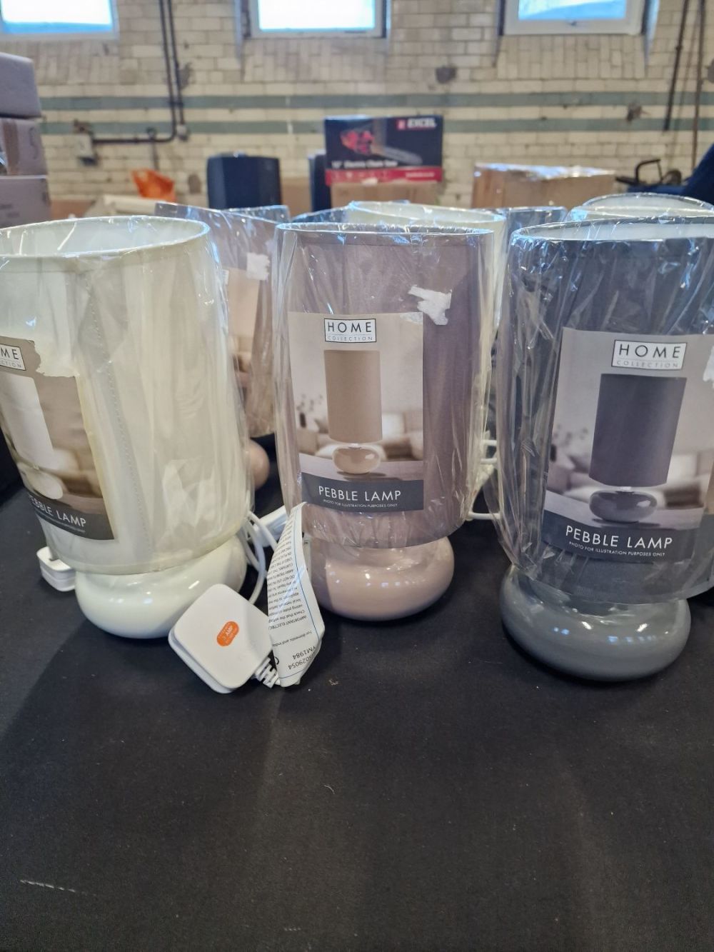 Lot 180: Ten brand new Pebble side table lamps in...