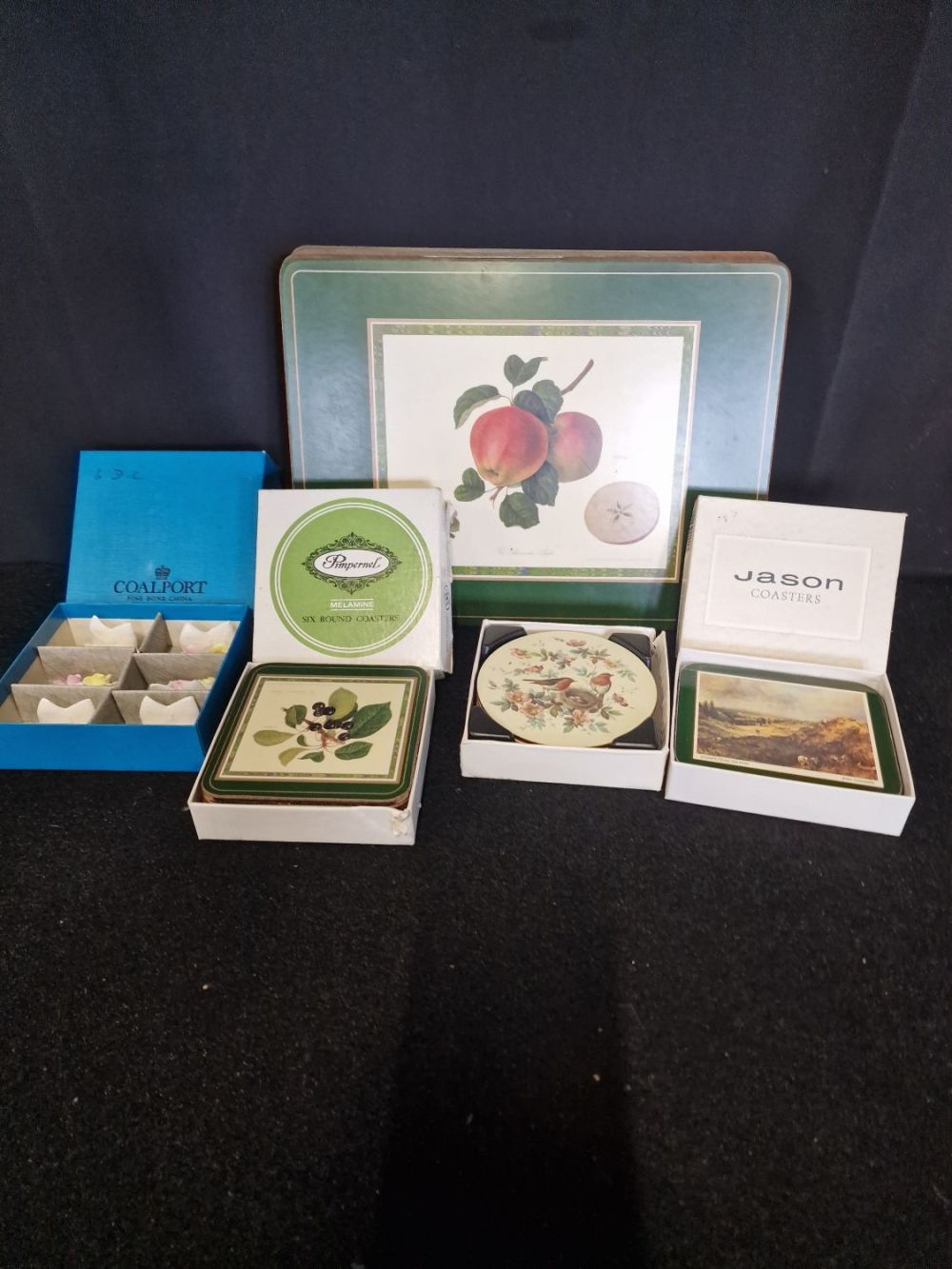 Lot 224: Vintage Pimpernal, Jason and coalport place mats, coaster...