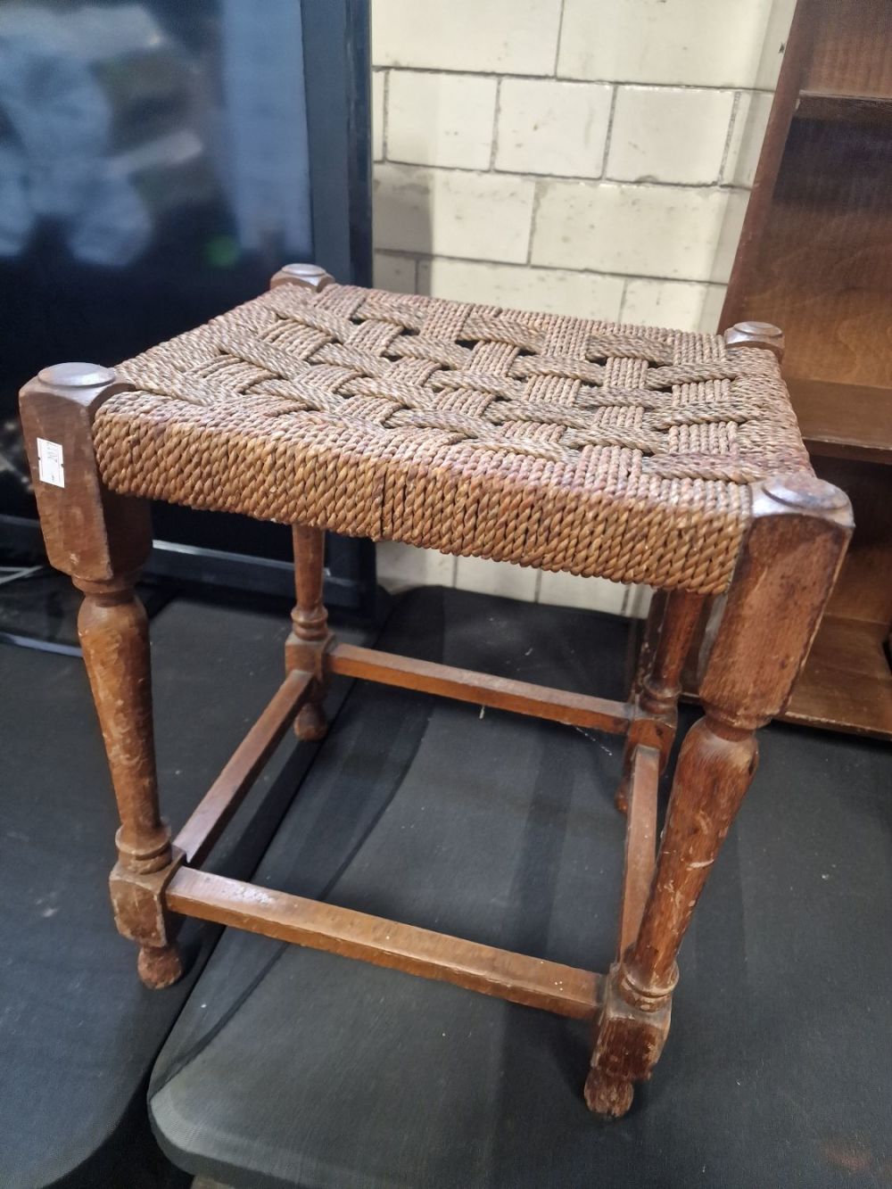 Lot 323: Woven top vintage stool