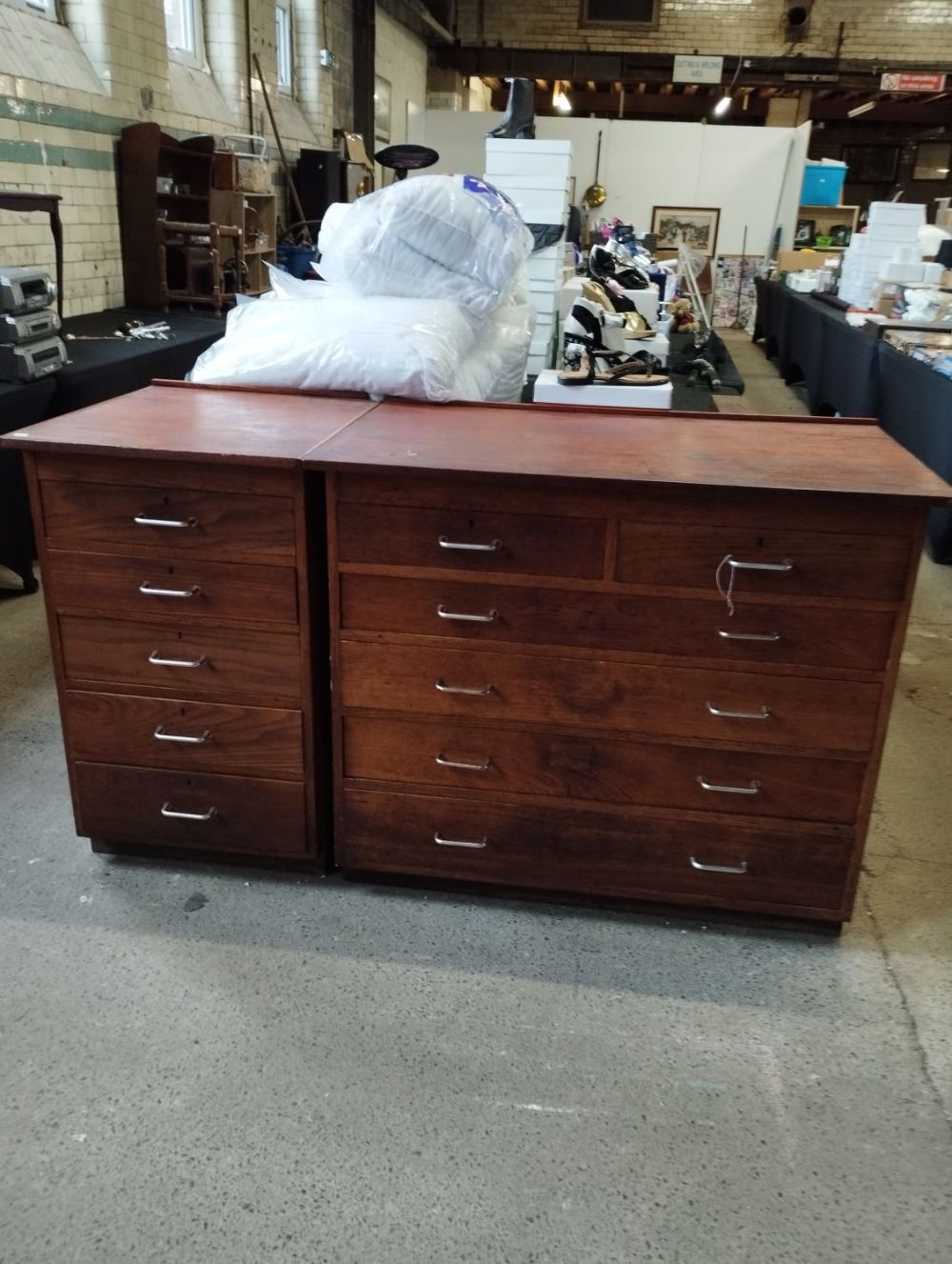 Lot 358: Vintage Apothecary/ Laboratory Drawer Sets. Approx 105w x...