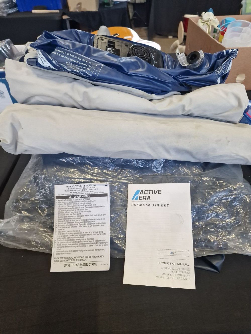 Lot 182: Two blow up single electric Air beds.
