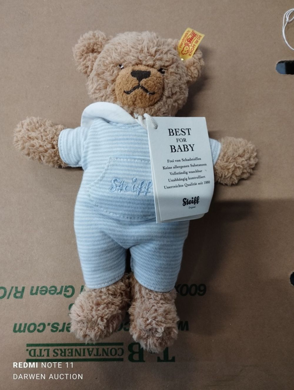 Lot 368: Vintage Steiff Best for Baby Bear. With Tag.