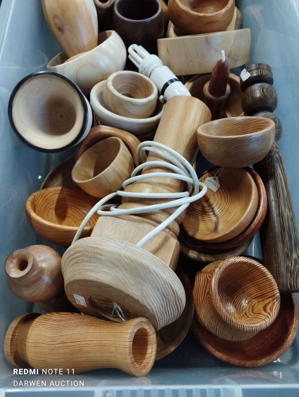 Lot 375: A collection of hand made wooden bowls and...