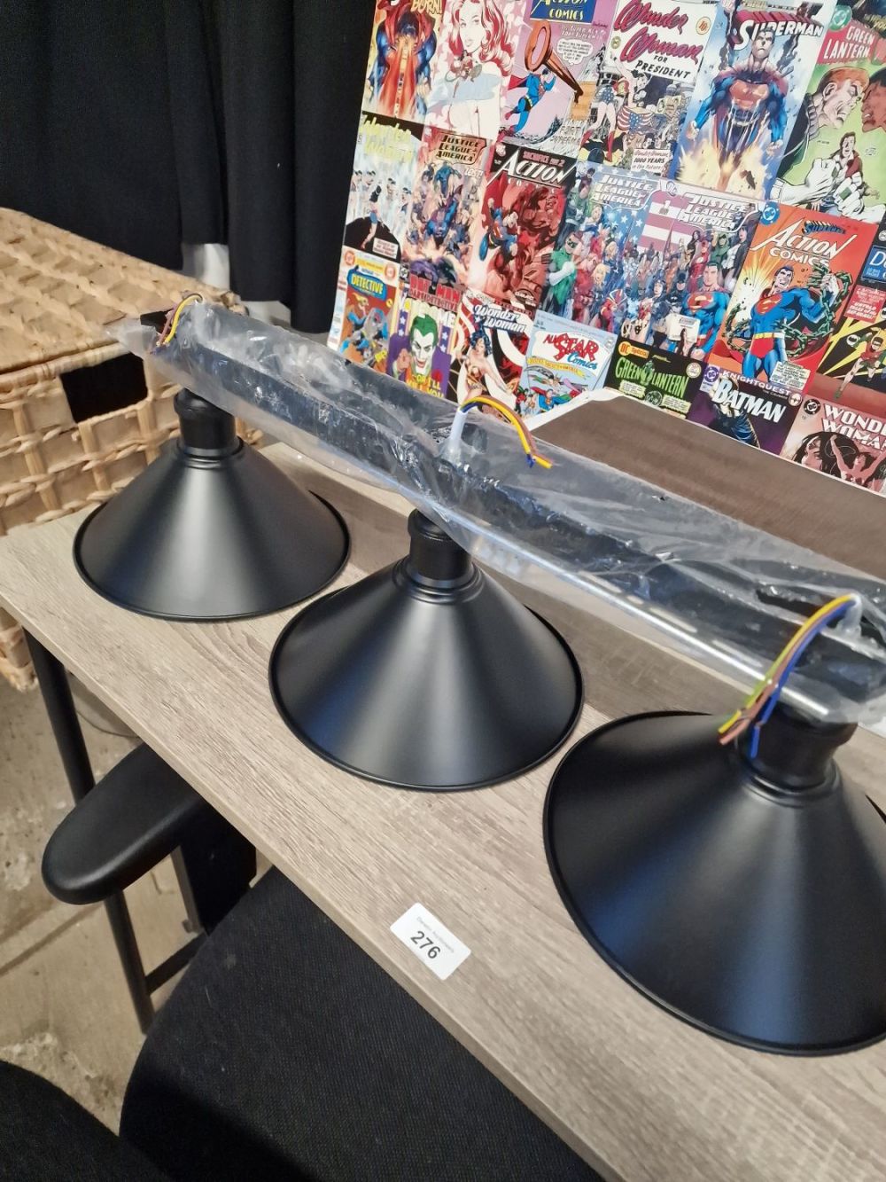 Lot 390: Theee shade in ceiling light in matt black