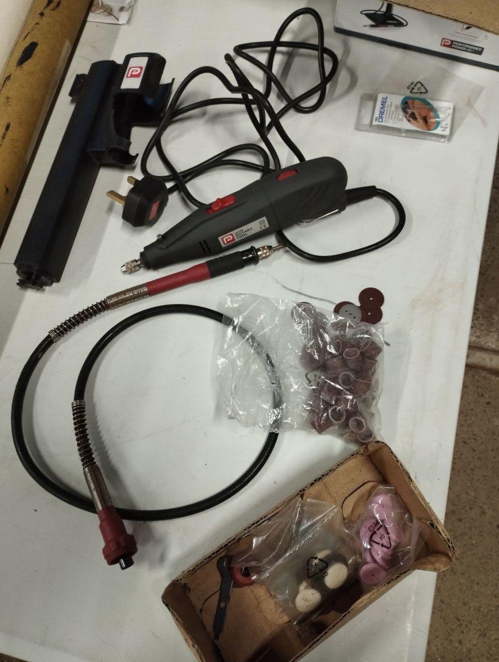 Lot 285: Performance Power 140w Rotary Tool with Stand, Flexi-Shaft...