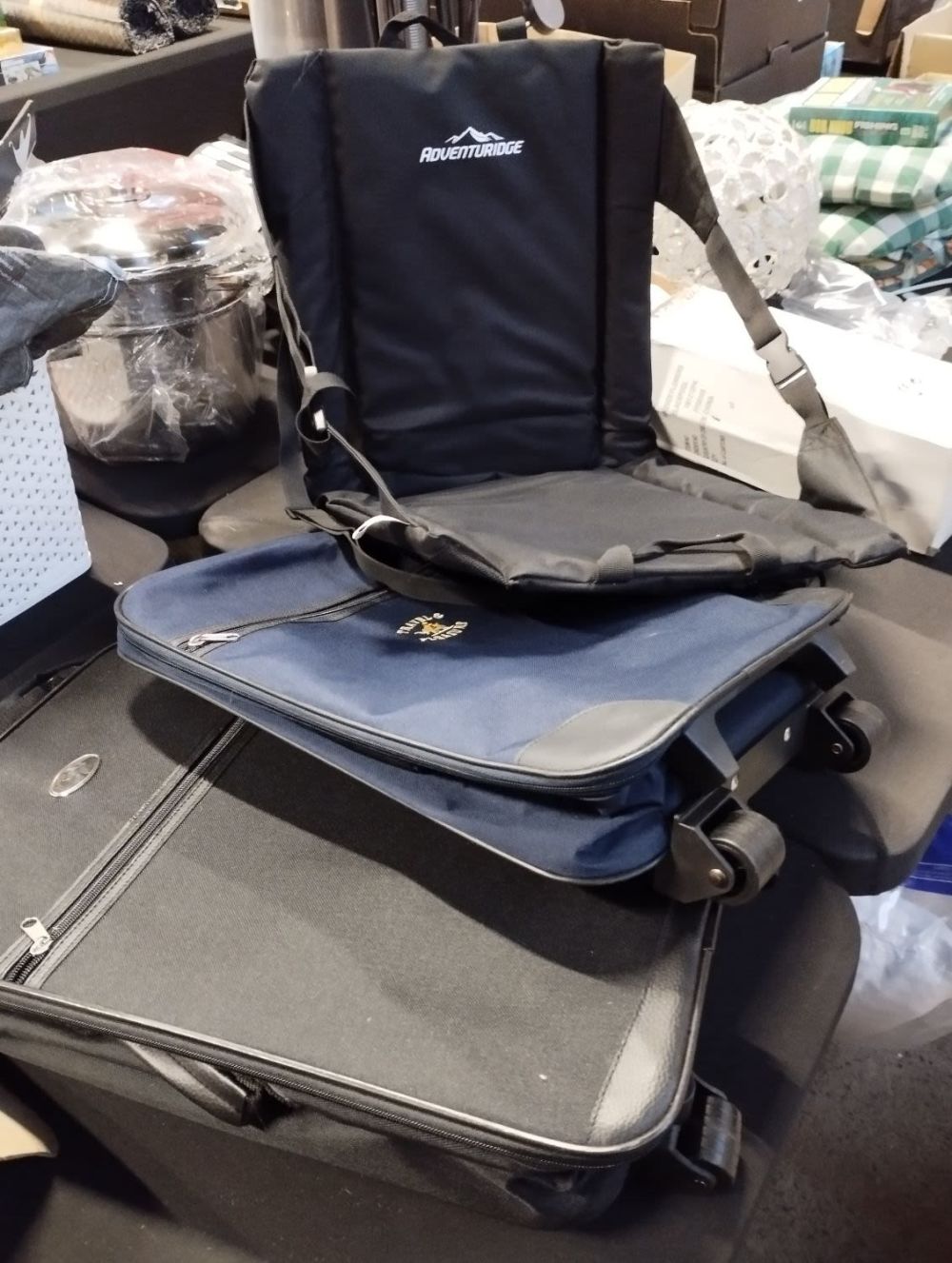 Lot 286: Two Small Suitcases and Travel Chair