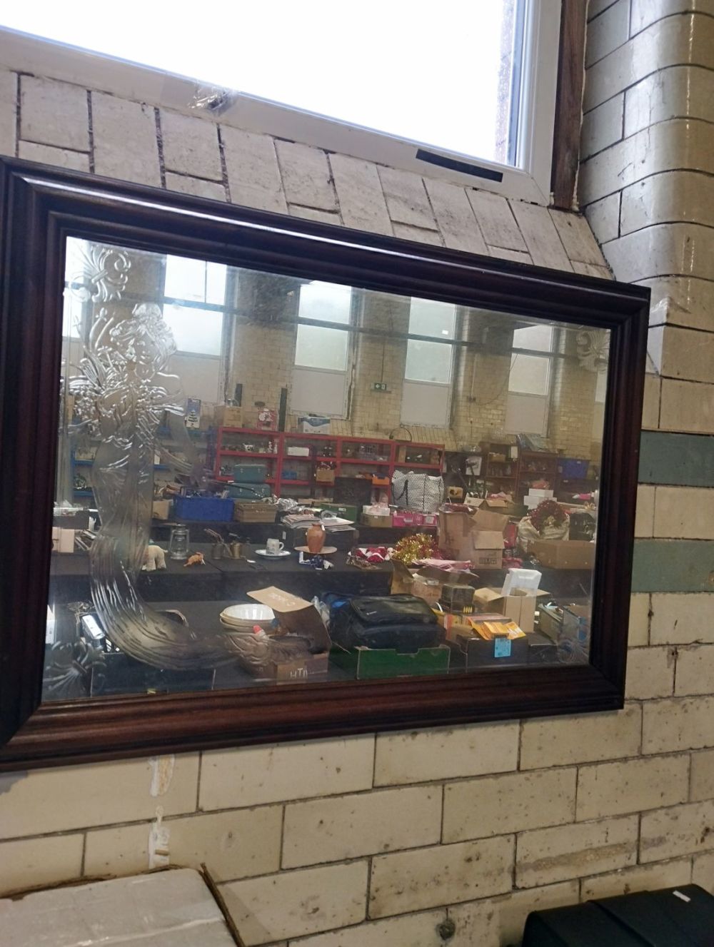 Lot 72: Vintage Embossed Mirror Approx. 88x62cm