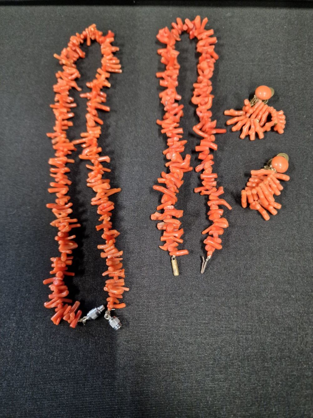 Lot 81: Two Antique Coral necklaces and a matching pair...