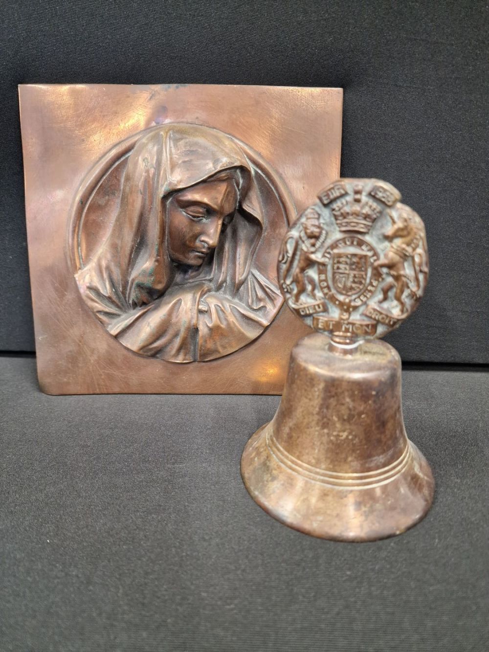 Lot 83: Queen Elizabeth Coranation Brass Bell from 1953. And...
