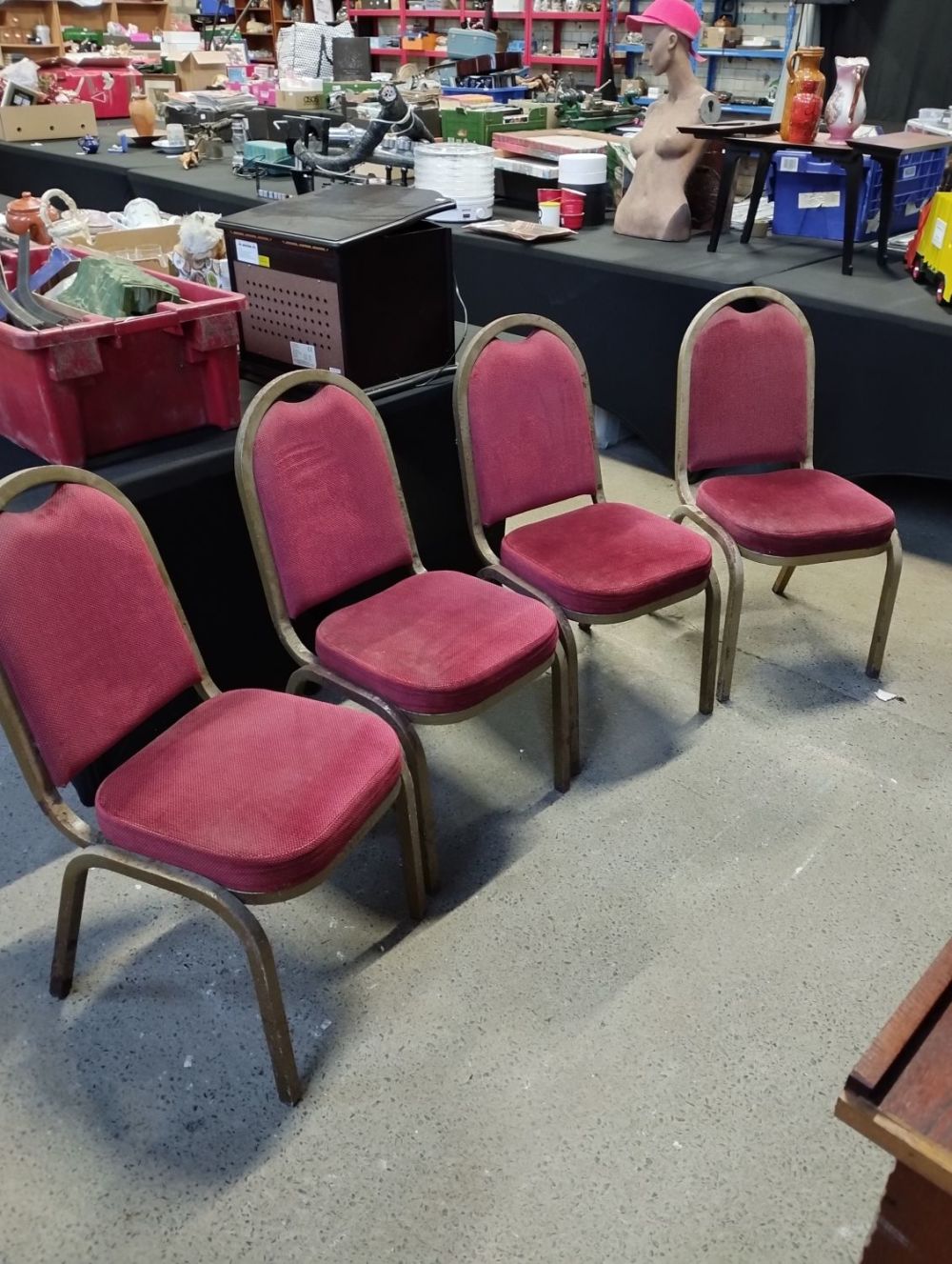 Lot 87: Four Metal Framed Stackable Banquet Chairs