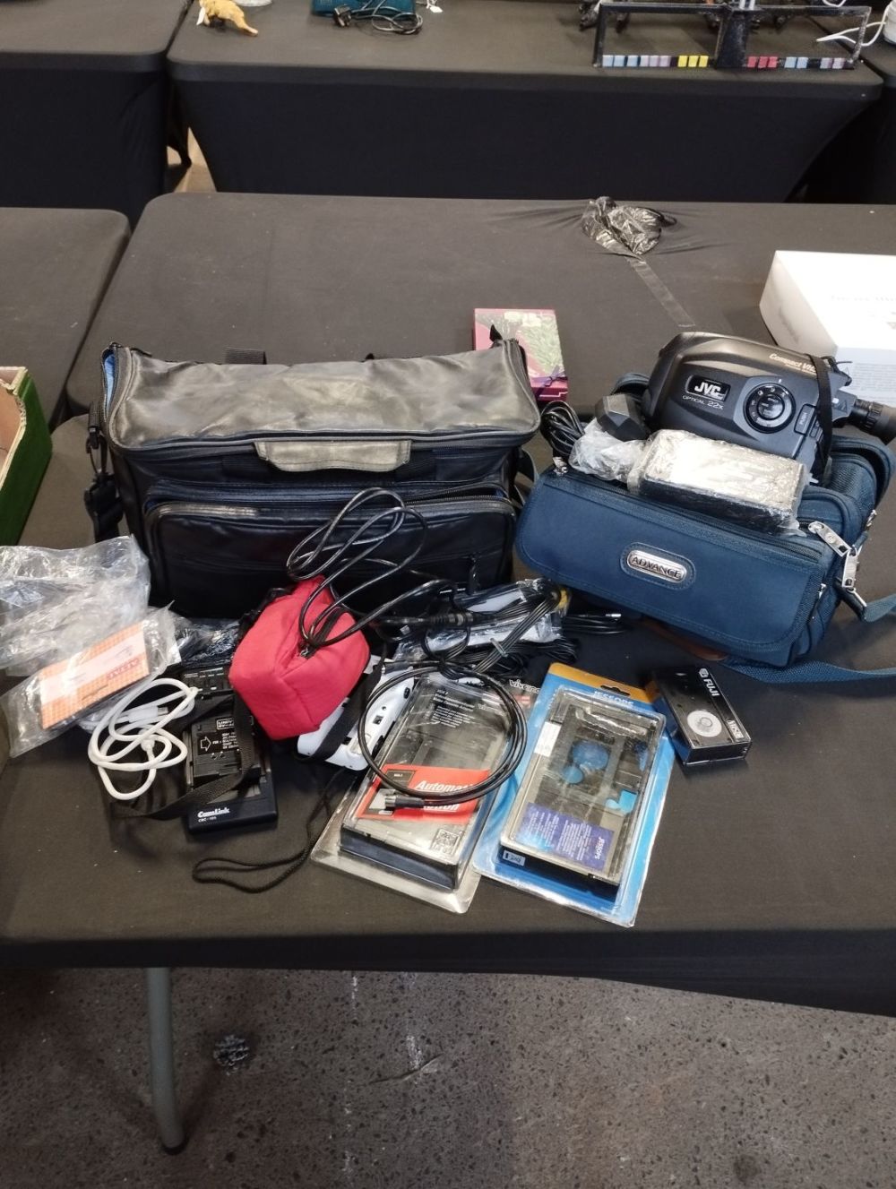 Lot 92: Vintage Video Camcorder and Accessories inc Bags and...