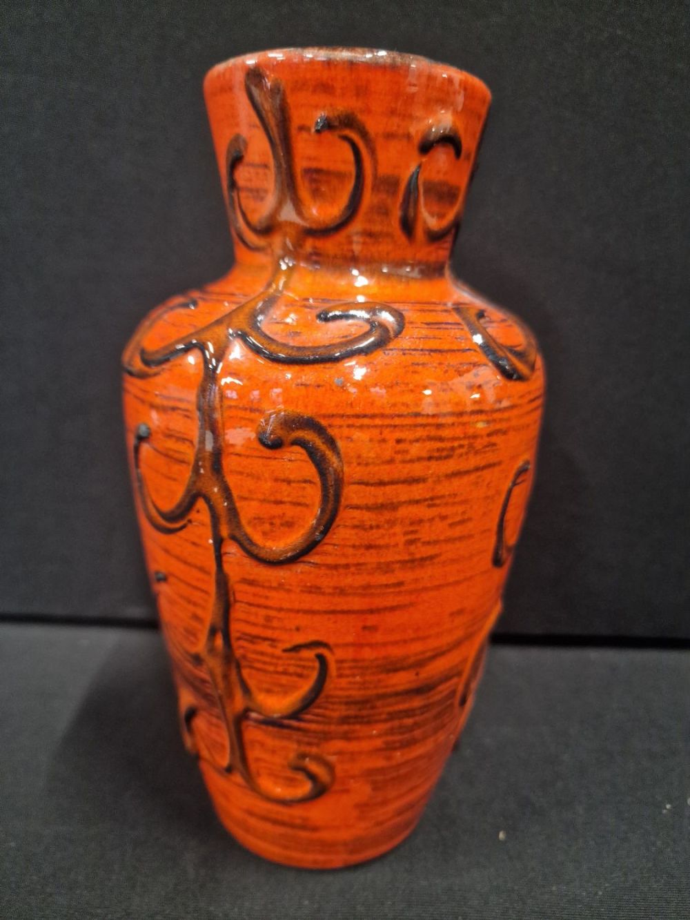 Lot 108: An Unusual vintage West German vase orange with...