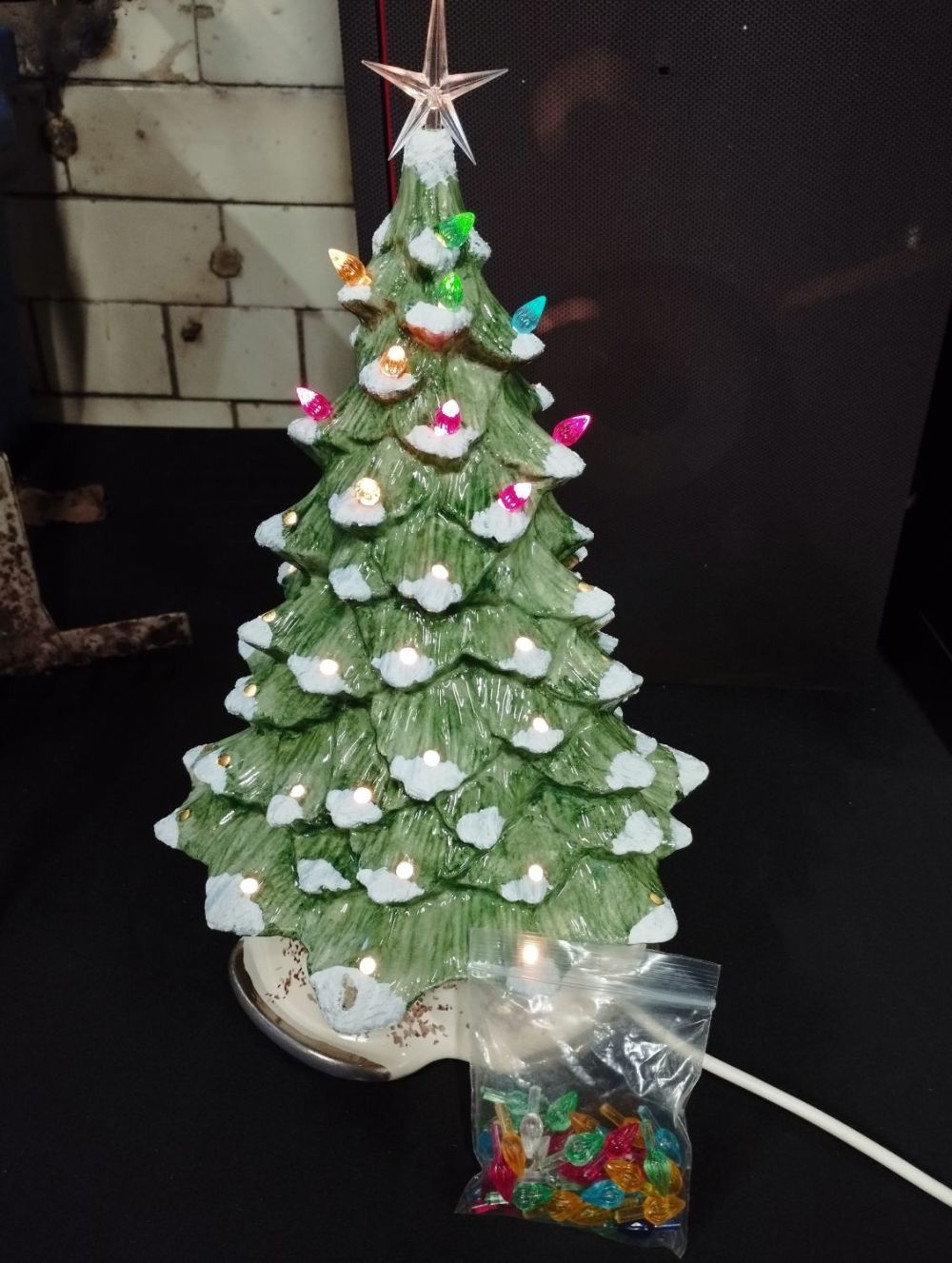 Lot 127: Ceramic Christmas Tree Light with Decorations. Stands at...