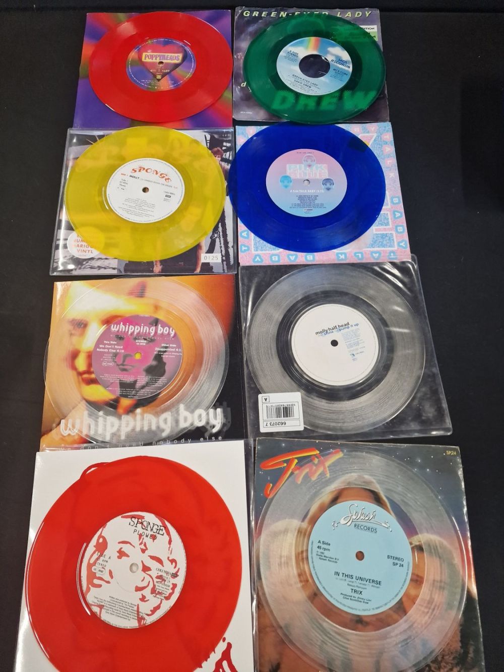 Lot 139: Vinyl Eight colour 45s includes Reix, Sponge, Whipping...