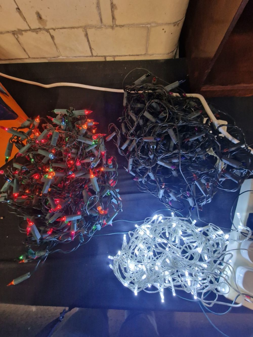Lot 171: Three sets of Christmas lights. Bright white, multi...