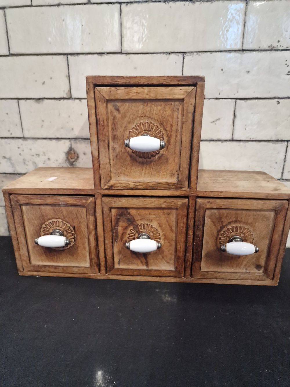 Lot 188: Four drawer wooden step storage unit