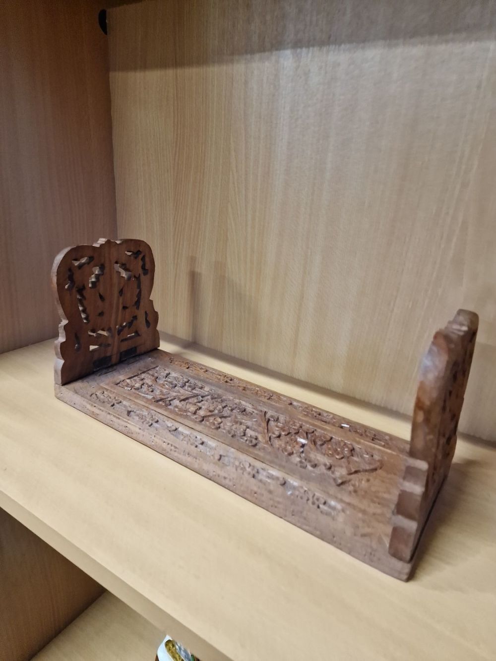 Lot 202: Vintage hand carved wooden oriental style , extendable...